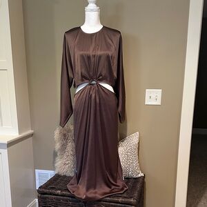 Express Elegant Brown Cut-Out Dress